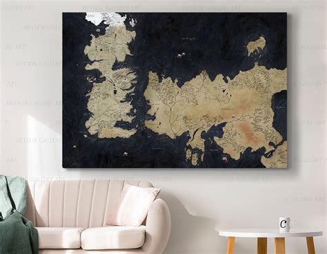 Fantasy Print Game Of Thrones Wall Art Westeros Map Game Of Thrones Map