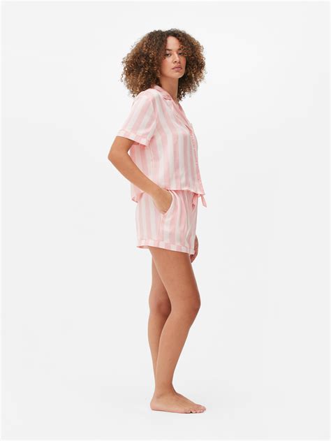 Womens Light Pink Satin Shirt And Shorts Pajama Set Primark