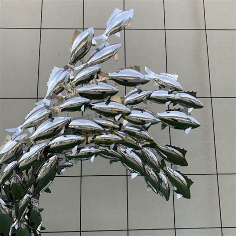 Custom Large Stainless Steel Mirror Fish Sculpture Art Deco Dz 133