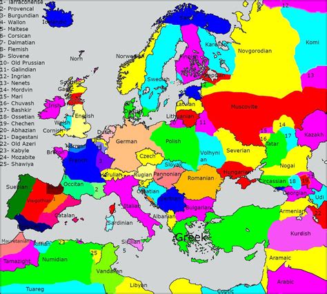 Linguistic Map Of Europe In A Strange World Year 2000 Althistory