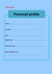 They do not store directly personal information, but are based on uniquely identifying your browser and internet device. English teaching worksheets: Personal profile