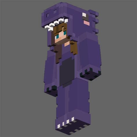 Purple Dino Girl Skin 3d Skin For The Figura Mod Minecraft Mod