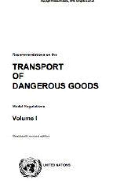 Un Recommendations On The Transport Of Dangerous Goods Model