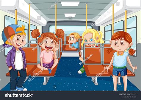 Inside Bus People Cartoon Illustration Stock Vector Royalty Free