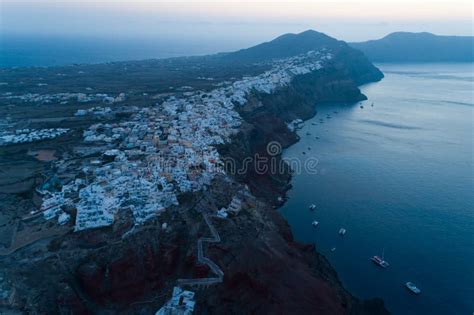 Aerial View Of Oia City On Santorini Greece Stock Photo Image Of