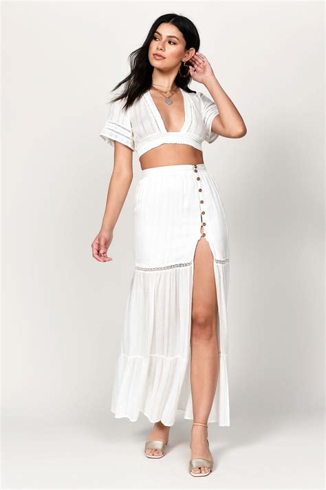 Tobi Maxi Skirts Womens Astrid White Side Slit Maxi Skirt White ⋆ Theipodteacher