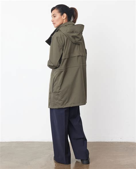 Womens Waterproof Parka In Dark Olive Green Womens Lightweight