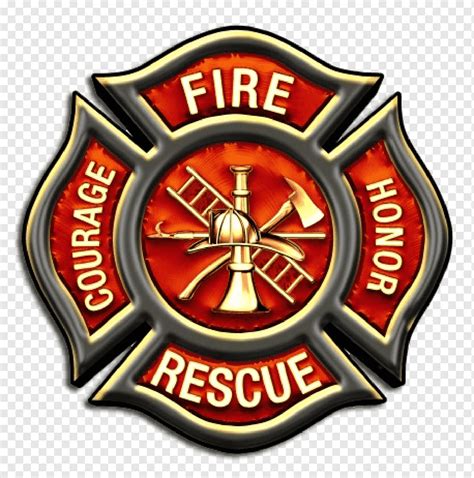 Red And Gray Fire Fighter Crest Illustration Firefighter Volunteer