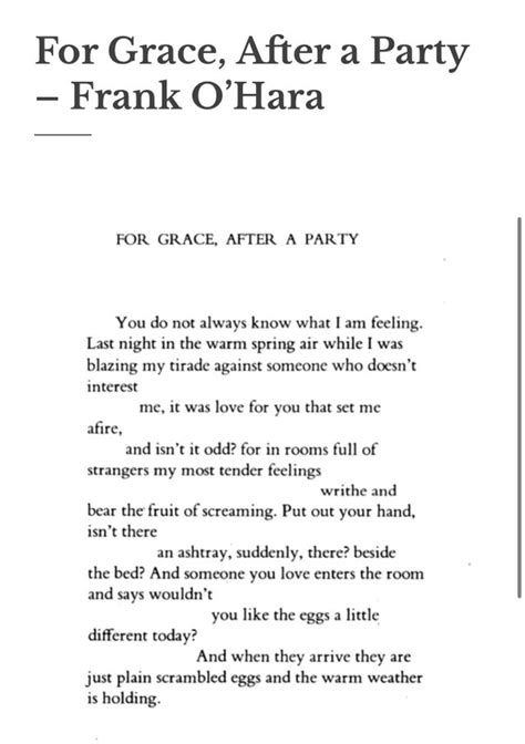 for grace after a party — frank o hara [poem] poetry