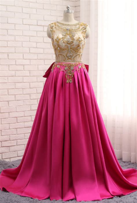 Pink Satin Gown With A Sexy Evening Gown And Evening Gown Evening