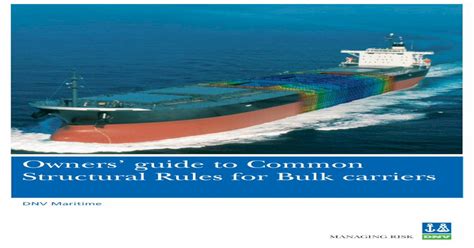 Dnv Owners Guide To Common Structural Rules For Bulk Carriers Pdf