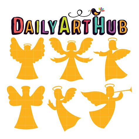 Golden Angels Silhouette Clip Art Set Daily Art Hub Graphics