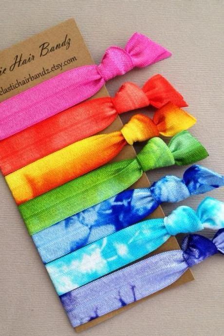 The Spring Hair Tie Ponytail Holder Collection 7 Hand Tie Dyed Hair