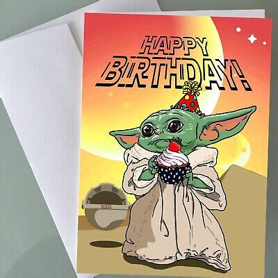 Baby Yoda Birthday Card Star Wars Mandalorian EBay