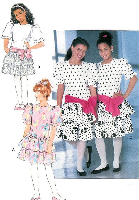 Girls Drop Waist Dress Sewing Pattern Ruffle Fitted Bodice Short Pouf