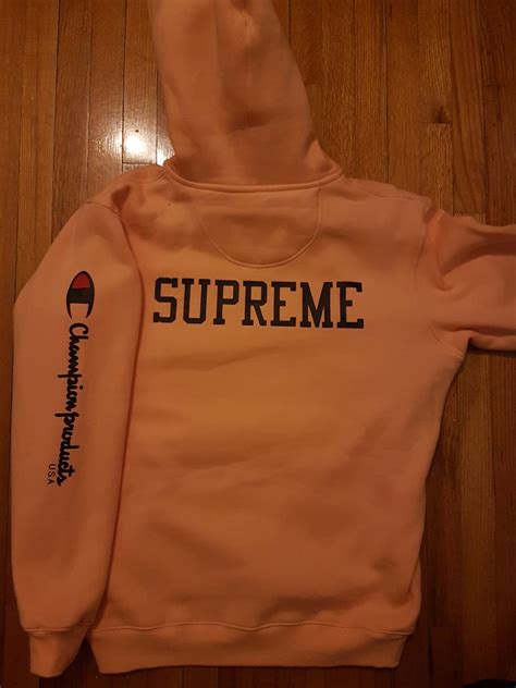 Supreme Supreme X Champion Hoodie Hooded Sweatshirt Fw16 Peach Medium