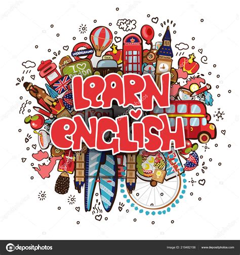 영어 교육 및 여행 개념에 자세히 알아보기 학습 영어 벡터 만화 그림입니다 재미 있는 만평의 집합 개체 배울 영어 영어의