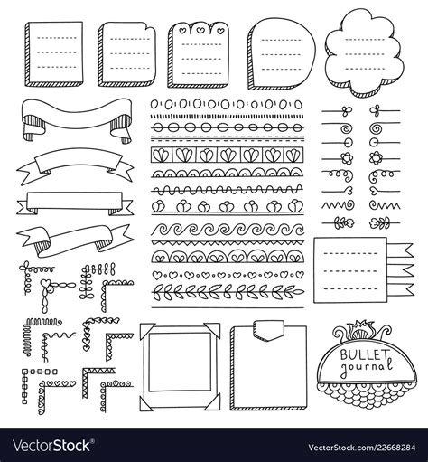 Bullet Journal Hand Drawn Elements Royalty Free Vector Image