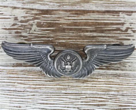 Vintage Ww2 Era Usaf 3 Wings Sterling Silver 925 Military Pin Air