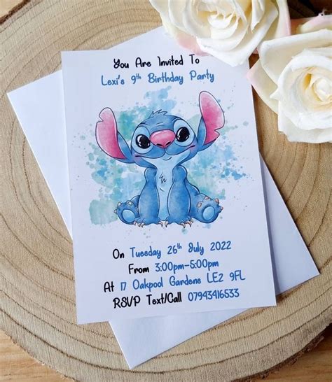 Personalised Stitch Birthday Party Invites A Size With Etsy UK In Paw Patrol