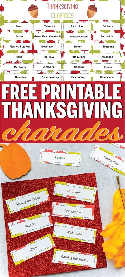 Free Printable Thanksgiving Charades Game Thanksgiving Games For Kids