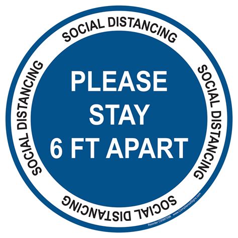 Blue Please Stay 6 Ft Apart Social Distancing Floor Label Cs987098
