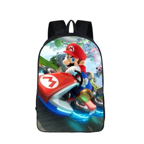 Super Mario Kart Racing Luigi Driving Black Backpack Bag Superheroes