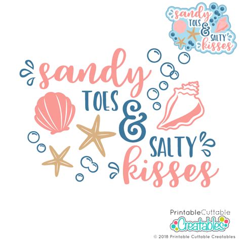 Sandy Toes Salty Kisses SVG File For Silhouette And Cricut