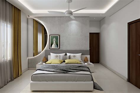 Modern Spacious Master Bedroom Design With Grey Hues Livspace