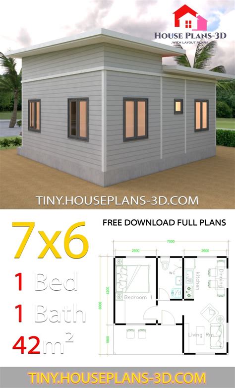 Tiny House Plans 7x6 With One Bedroom Shed Roof Tiny House Plans