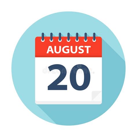 August 20 Calendar Icon Stock Illustration Illustration Of 2021