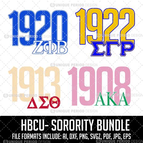 Hbcu Divine 9 Sororities Svg Png Pdf Dxf Eps And Svgz Etsy