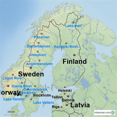Stepmap Norway Sweden Finland Landkarte Für Europe