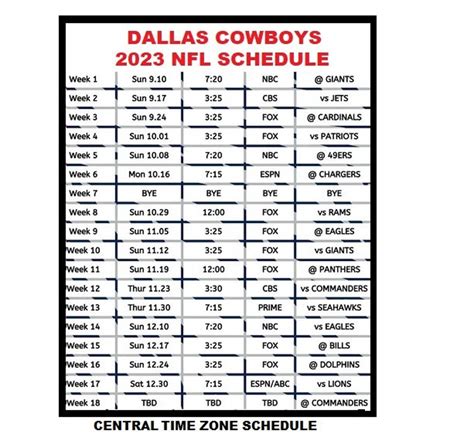 2023 24 Dallas Cowboys Nfl Football Schedule Refrigerator Etsy