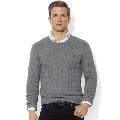 Get the lowest price on your favorite brands at poshmark. Ralph Lauren Roving Crew Neck Cable Cotton Sweater in Gray ...