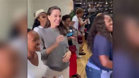 Watch Today Excerpt Angelina Jolie Breaks Out The Electric Slide At Daughters College
