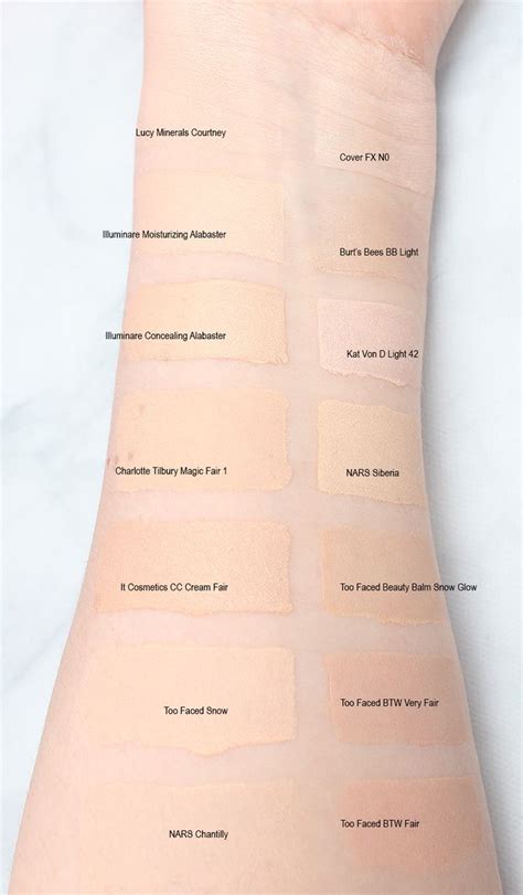 Best Foundations For Fair And Pale Skin Foundation Swatches Pale