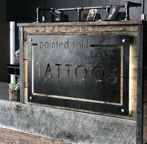 Custom Metal Business Logo Sign Medium 24x15 Etsy Salon De Tatouage