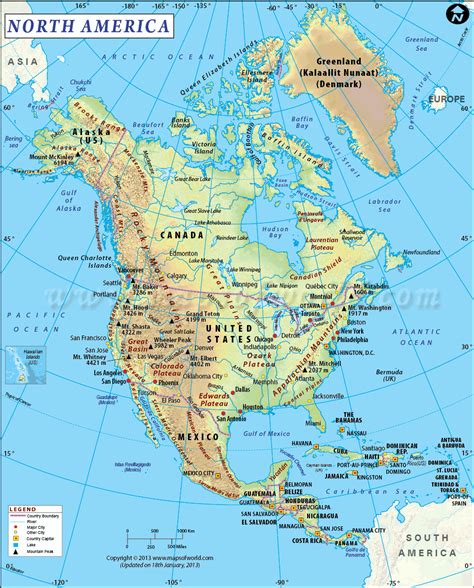 North America Map Hd Mapsofworld America Del Norte Mapa Mapa De America Mapa De