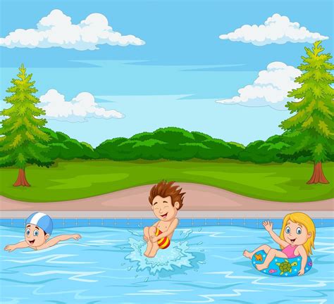 Kids Playing In Swimming Pool 5165145 Vector Art At Vecteezy