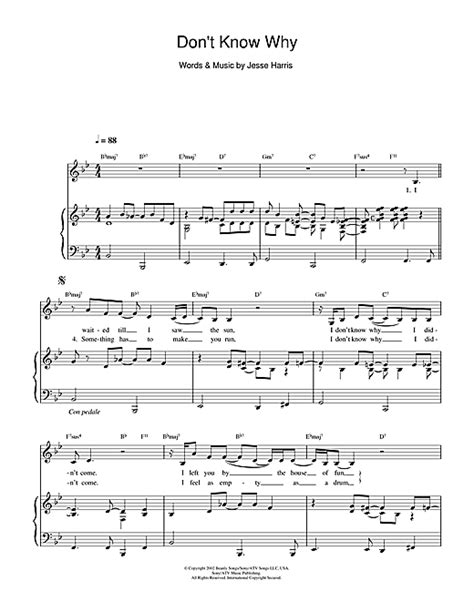 Dont Know Why Sheet Music By Norah Jones Piano Vocal And Guitar 111914