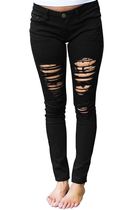 In honor of jooheon wearing these extremely distressed jeans. Wholesale Black Distressed Jeans for Women