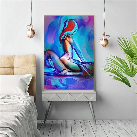 Color Sexy Men And Women Canvas Painting Abstract Make Love Poster