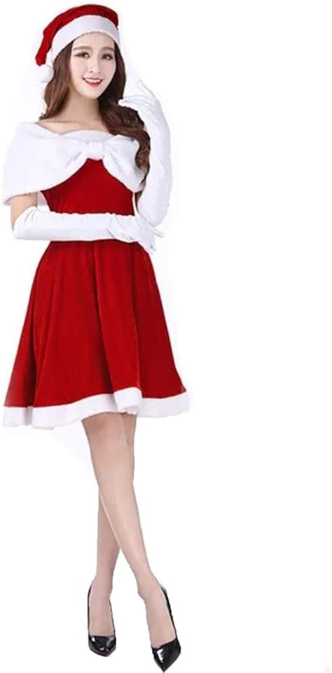 Aggj Trajes De Miss Santa Claus Para Mujer Multifuncional Vestido Sexy Conjunto De Sombrero Del