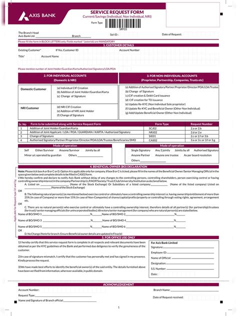 Bank forms are forms related to any affairs concerning the bank such as opening a new account, transferring money, cheque book request, power of attorney form, nominee form, locker form, making an individual account a joint account, closing an account download free bank form in pdf. PDF Axis Bank Re-KYC Form for Non-Individual Current ...