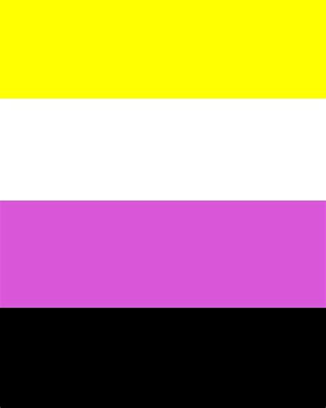 This undated file photo shows a rainbow lgbtq pride flag. "Non Binary Flag" by etaworks | Redbubble