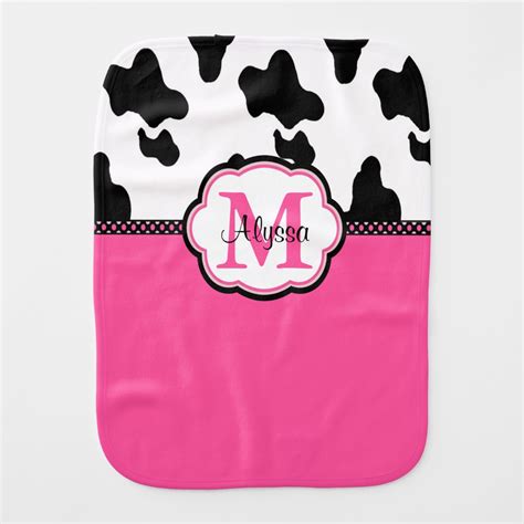 Pink Cow Print Personalized Burp Cloth Zazzle