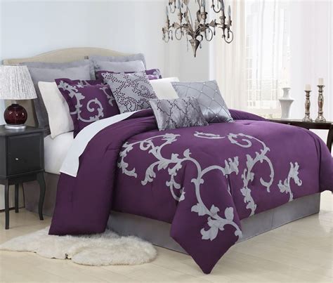13 Piece Duchess Plum And Gray Bed In A Bag Set Purple Bedrooms