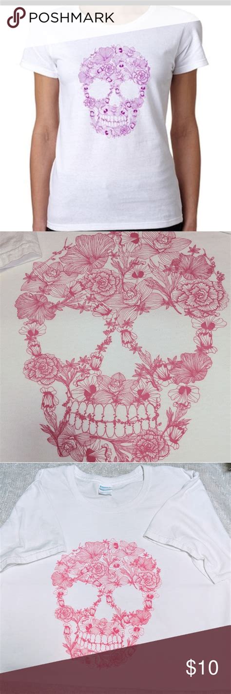 💀 👕 Skull Flower T Shirt Womans Xxl 🌺 •euc• Flower Skull Womens