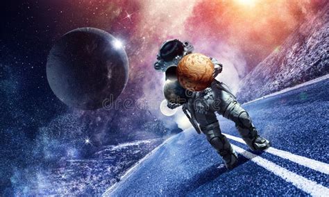 Spaceman Carrying His Mission Mixed Media Stock Photo Image Of